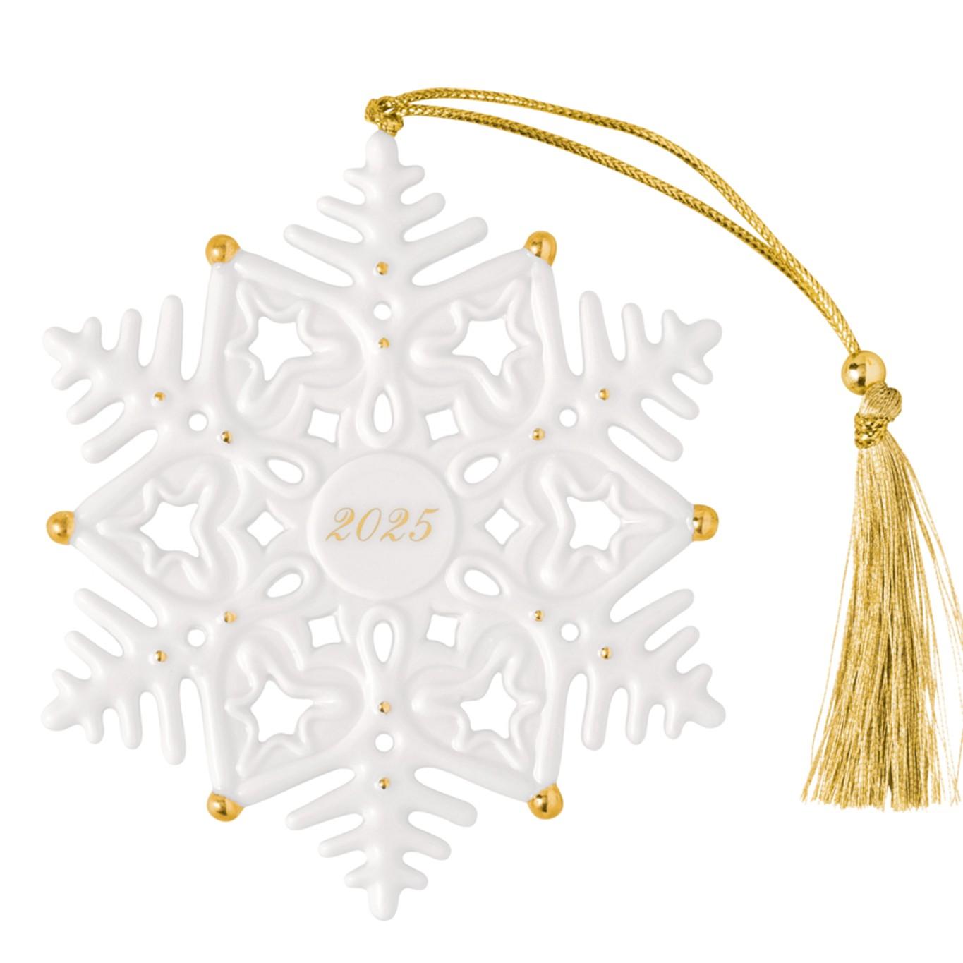 Závěsná porcelánová ozdoba Christmas Classics 2025, Sněhová vločka, 10,5 cm