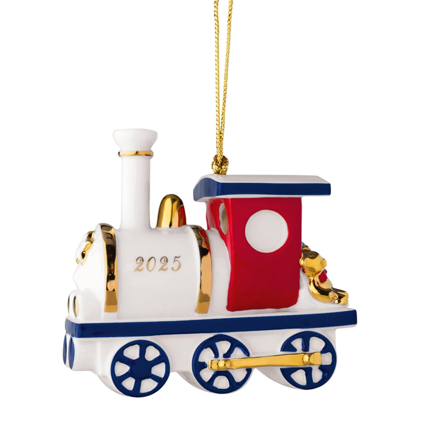 Závěsná porcelánová ozdoba Christmas Classics 2025, Lokomotiva, 9 cm