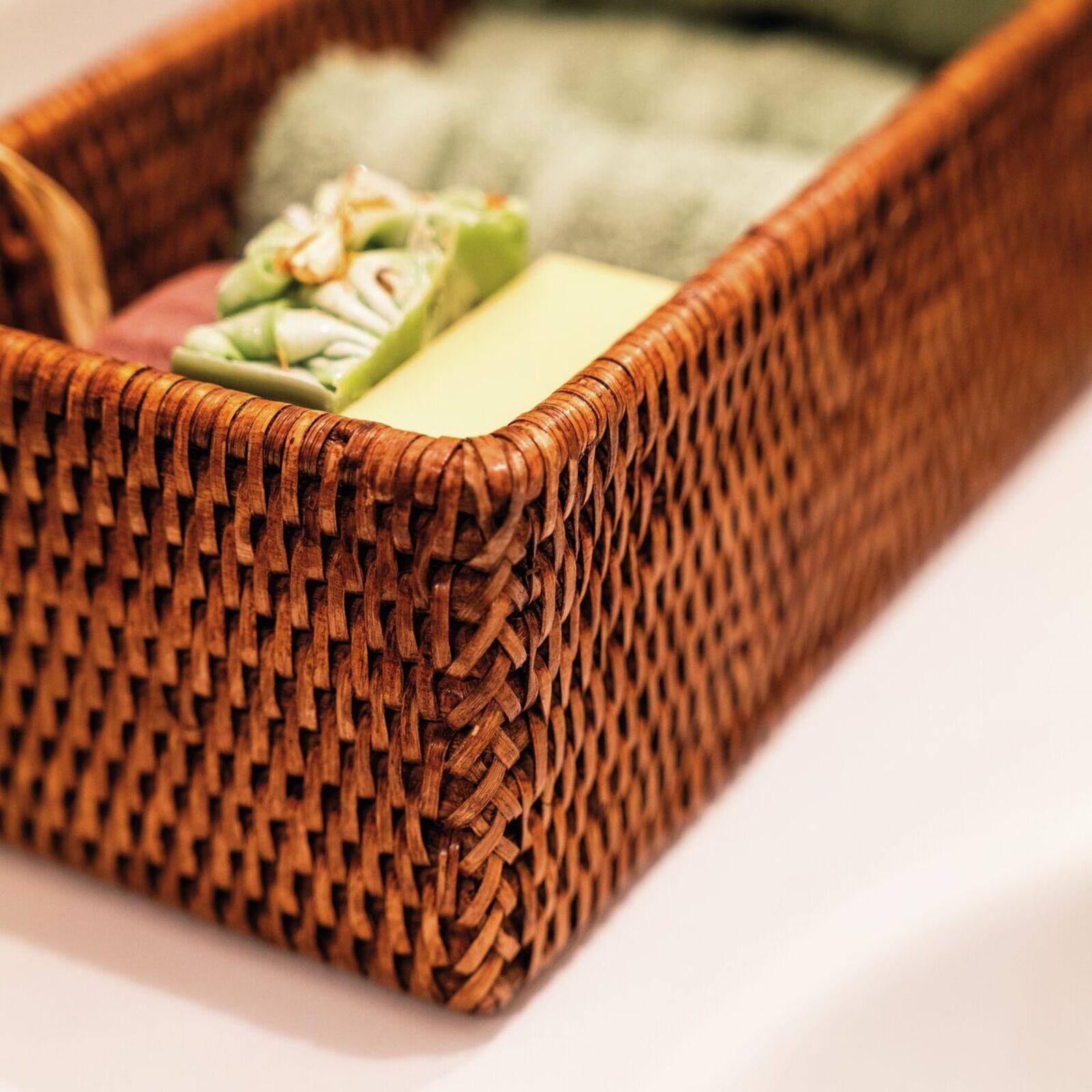 Ratanový obdélníkový koš, kolekce Radici, 26,5 x 12 cm, medově hnědá