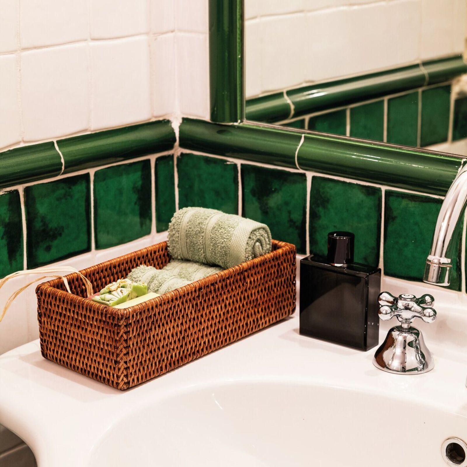 Ratanový obdélníkový koš, kolekce Radici, 26,5 x 12 cm, medově hnědá