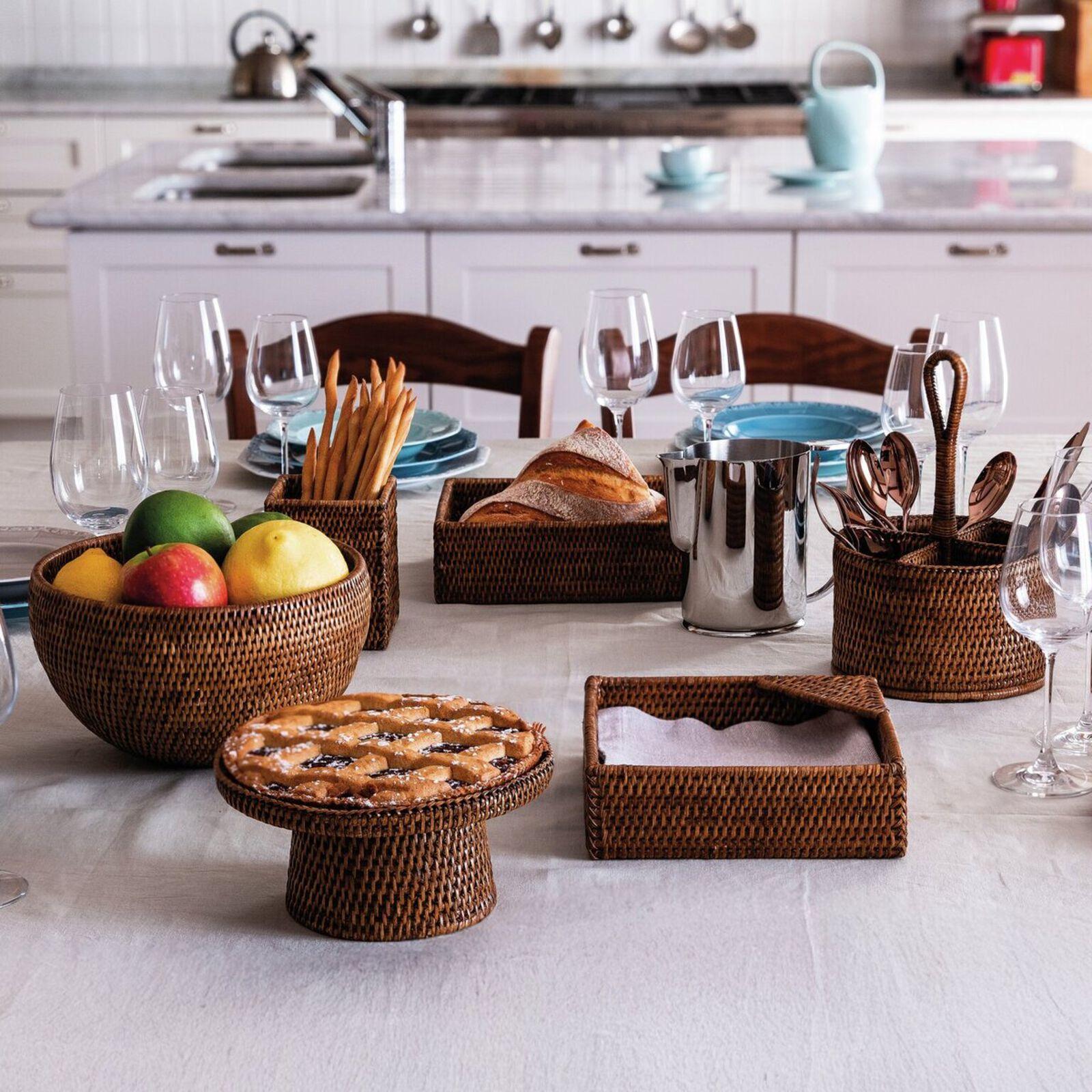 Ratanový obdélníkový koš, kolekce Radici, 26,5 x 20,5 cm, medově hnědá