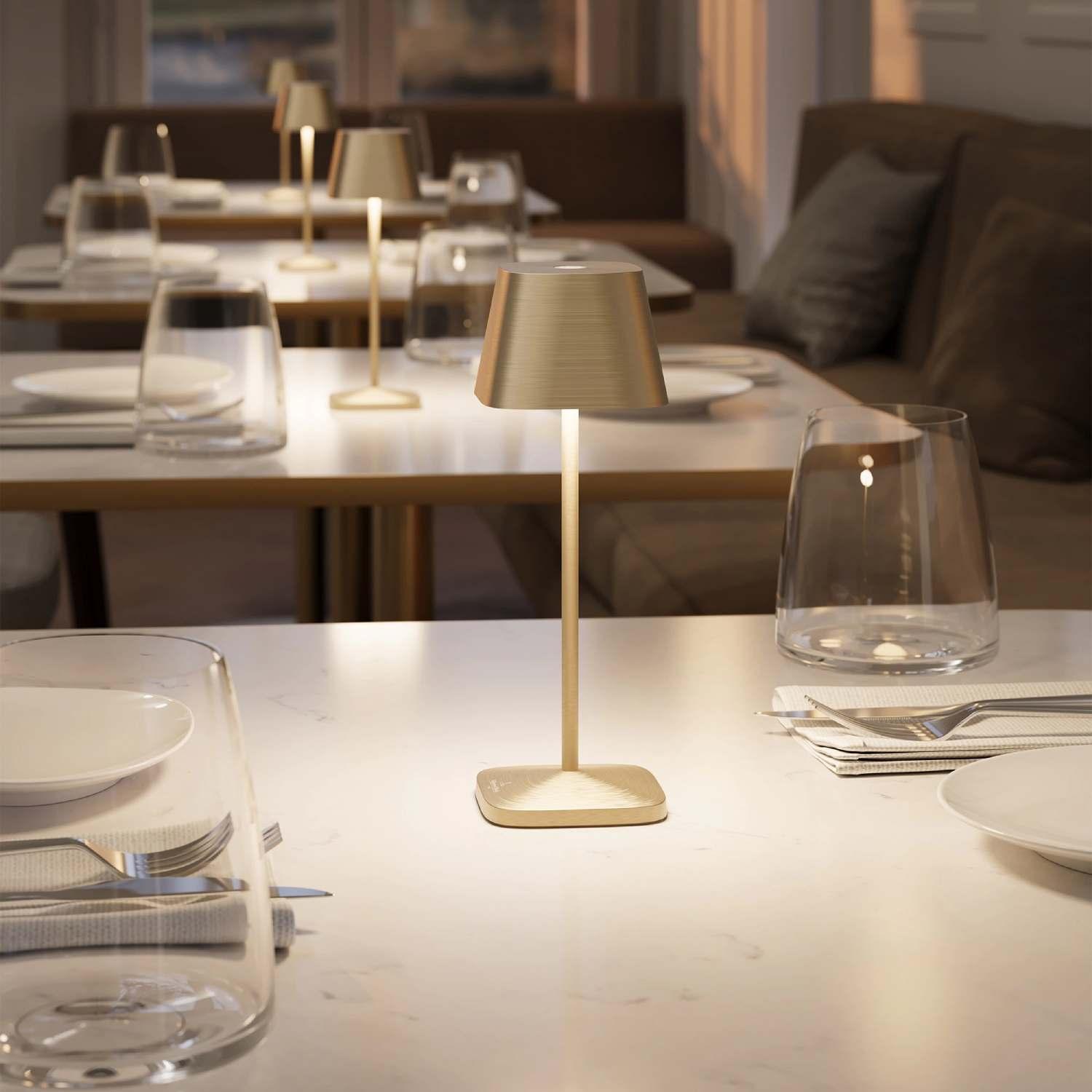 Nabíjecí LED lampička do exteriéru / interiéru Neapel Micro, 20 cm, brushed gold