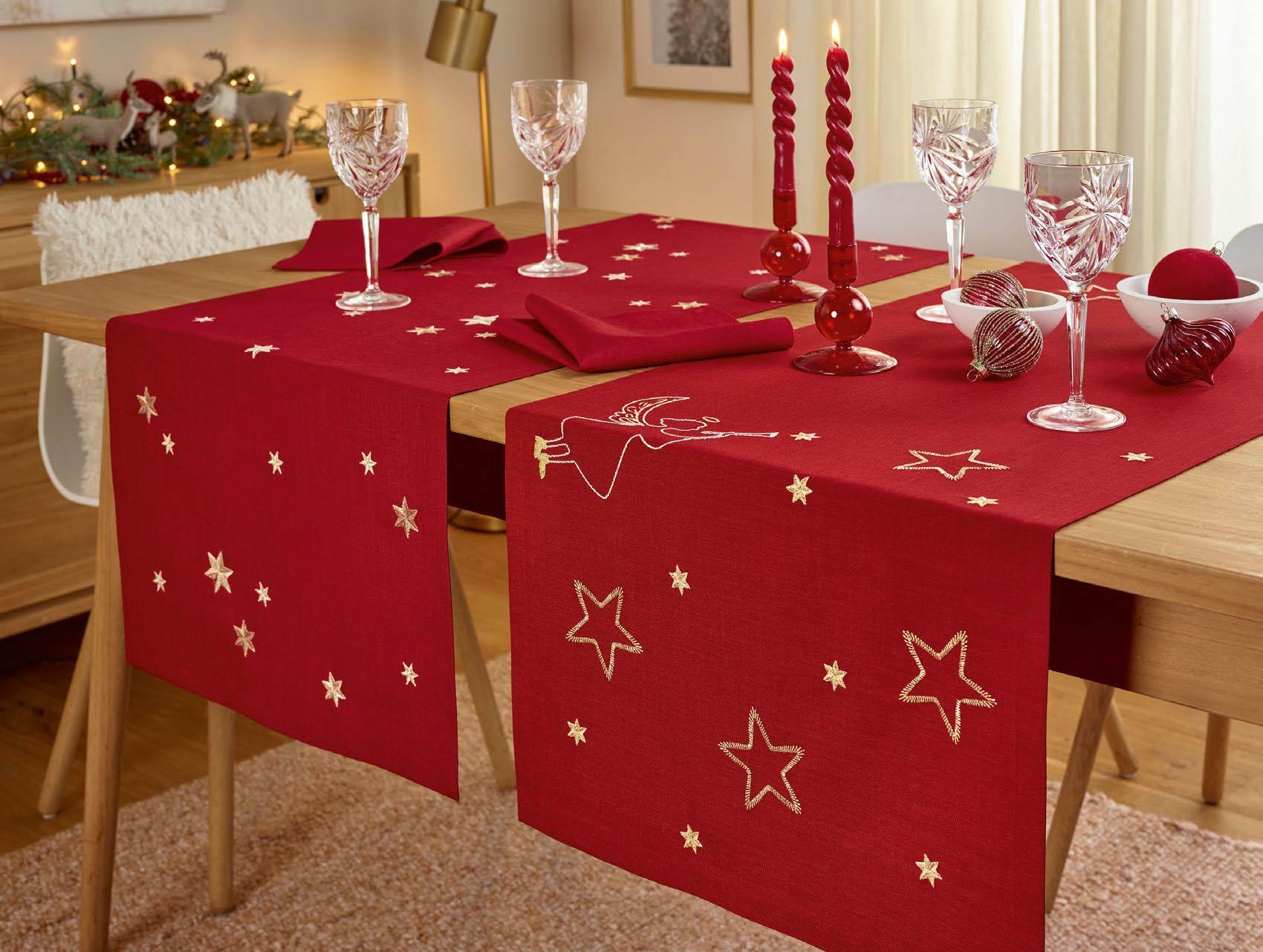 Běhoun na stůl Stardust, 50 × 150 cm, red