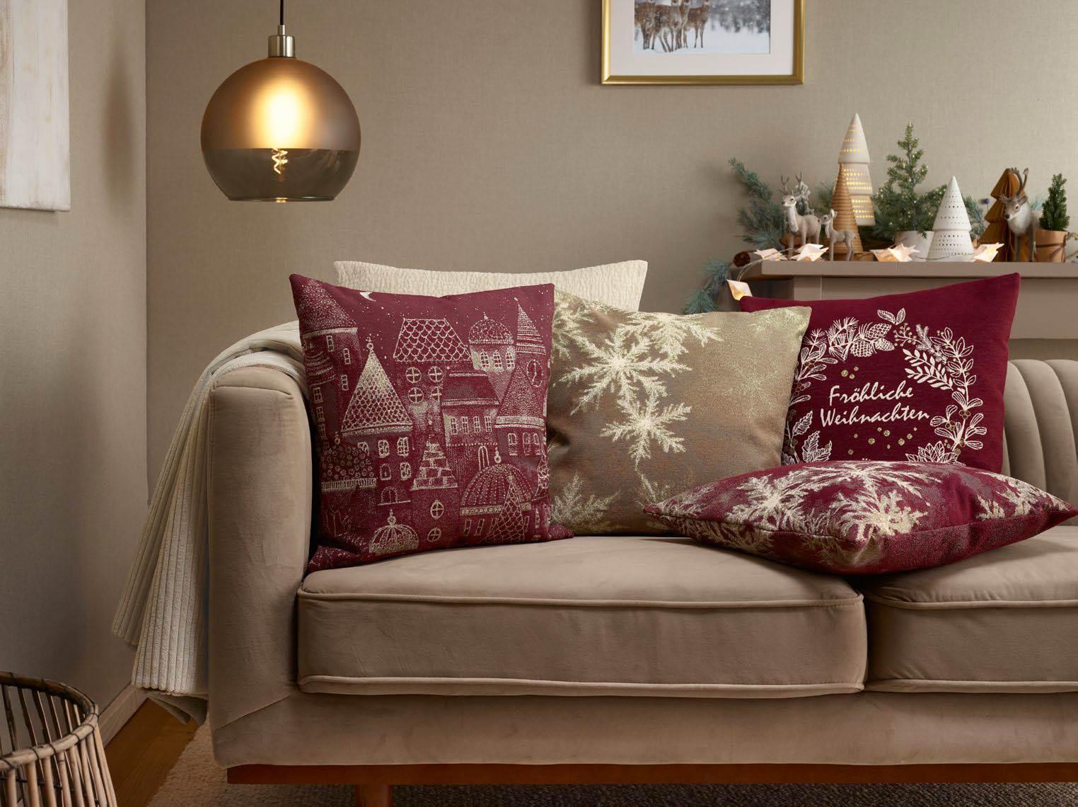 Povlak na polštář Notte Santa, 45 × 45 cm, berry