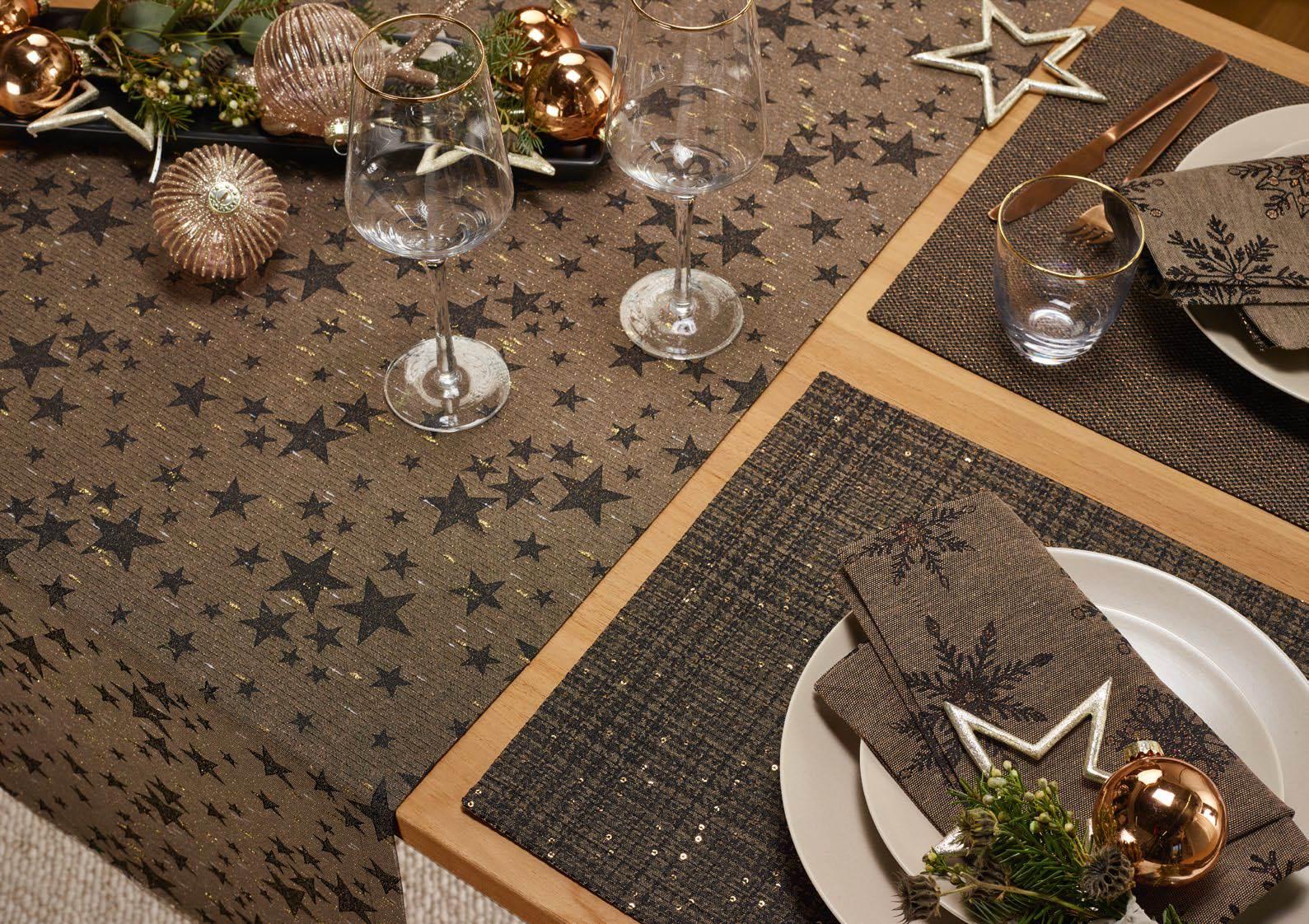 Běhoun na stůl Stelle d'Oro, 50 × 140 cm, coffee