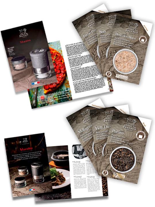 Duo mlýnků Maestro na sůl a pepř se 6 zásobníky, kořením a popisovačem