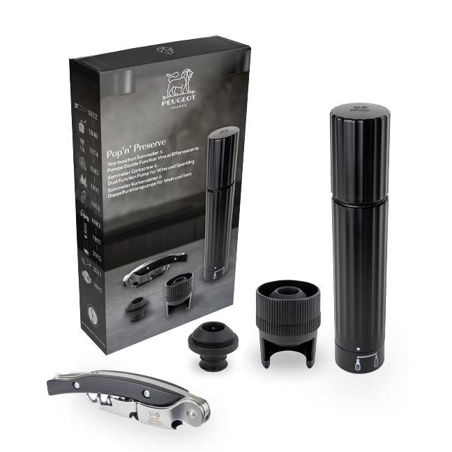 Dárková sada Pop‘n Preserve: ruční pumpička na víno a šampaňské + someliérská vývrtka + zátky na vín