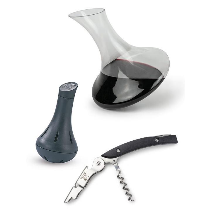 Wine Service: dekantovací karafa + someliérská vývrtka + nerezové kuličky Bilbo