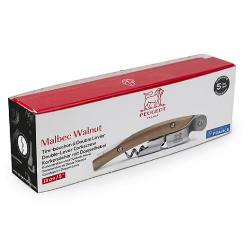 Someliérská vývrtka Malbec s dvojitou pákou, 13 cm, ořech