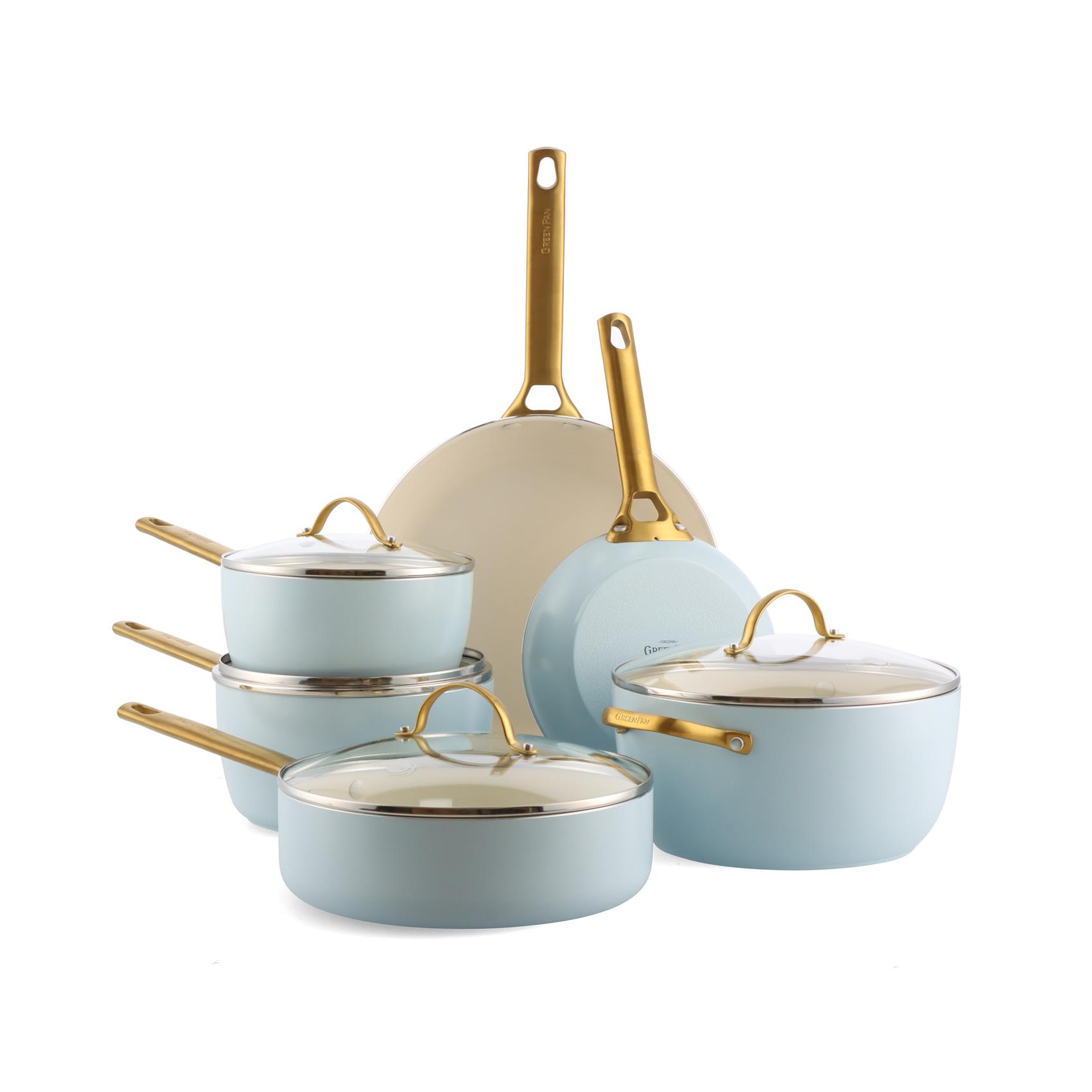 Sada nádobí s nepřilnavým keramickým povrchem, Padova Reserve, 10 ks, světle modrá