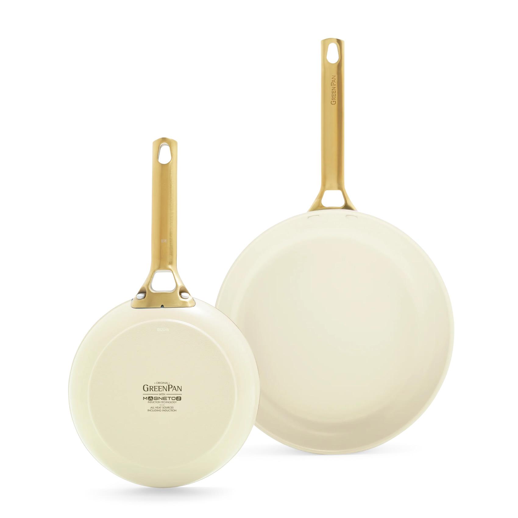 Sada 2 nepřilnavých keramických pánví Padova 20 + 26 cm, světle krémová