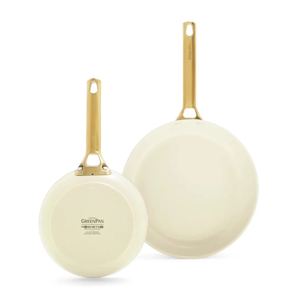 Sada 2 nepřilnavých keramických pánví Padova 20 + 26 cm, světle krémová