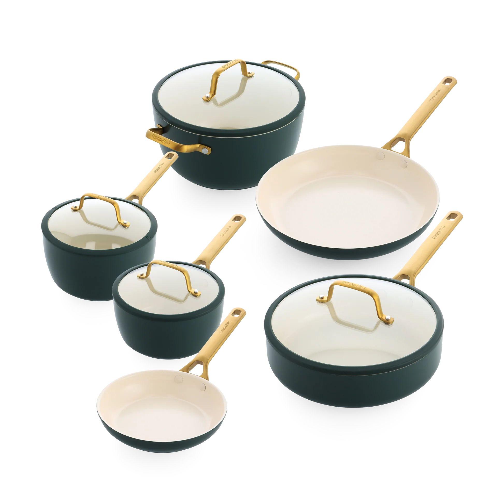 Sada nádobí s nepřilnavým keramickým povrchem, Padova Reserve, 10 ks, tmavě zelená