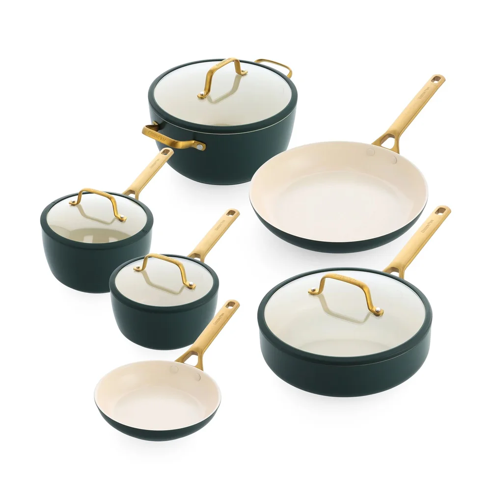 Sada nádobí s nepřilnavým keramickým povrchem, Padova Reserve, 10 ks, tmavě zelená