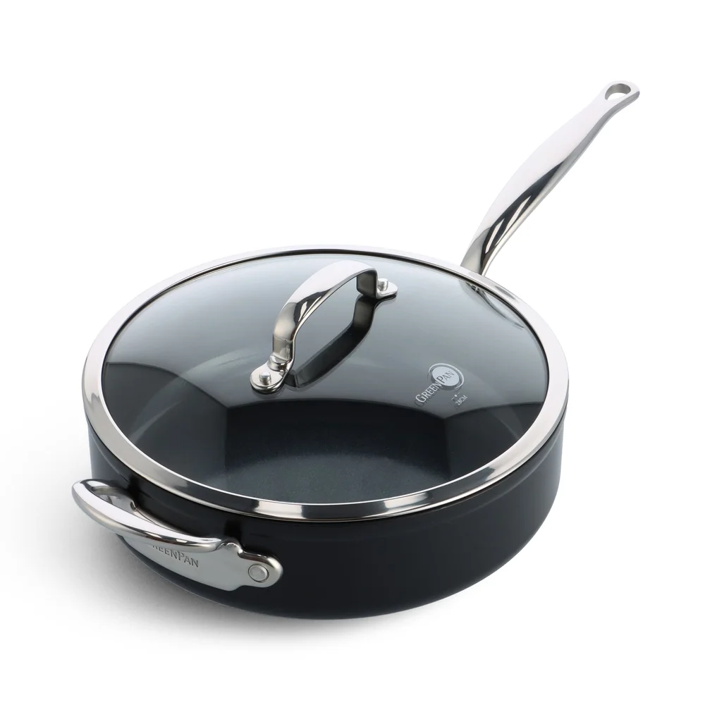 GreenPan BARCELONA PRO pánev 28 cm s poklicí a pomocnou rukojetí, černá
