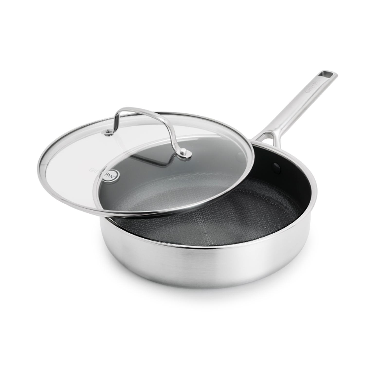 Nerezová hluboká pánev s hybridním keramickým nepřilnavým povrchem Thermobond, kolekce Apex, 24 cm