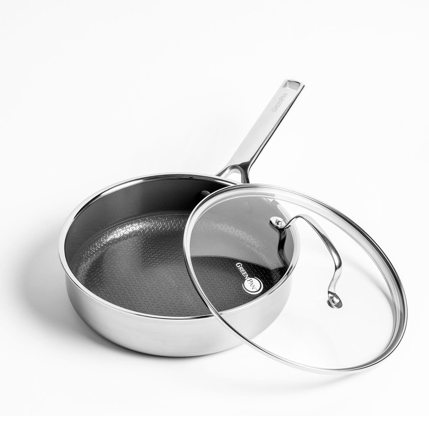 Nerezová hluboká pánev s hybridním keramickým nepřilnavým povrchem Thermobond, kolekce Apex, 24 cm