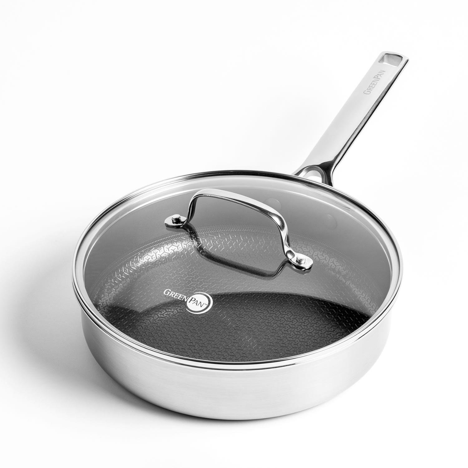 Nerezová hluboká pánev s hybridním keramickým nepřilnavým povrchem Thermobond, kolekce Apex, 24 cm