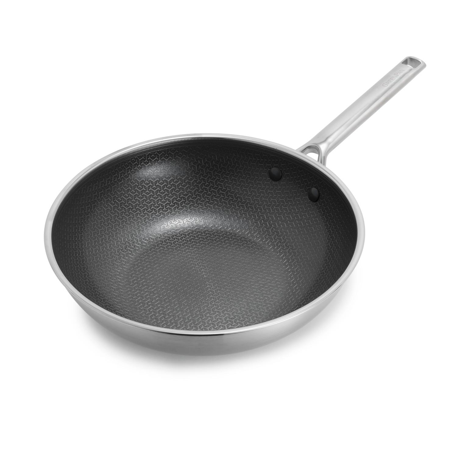 Nerezová wok pánev s hybridním keramickým nepřilnavým povrchem Thermobond, kolekce Apex, 28 cm