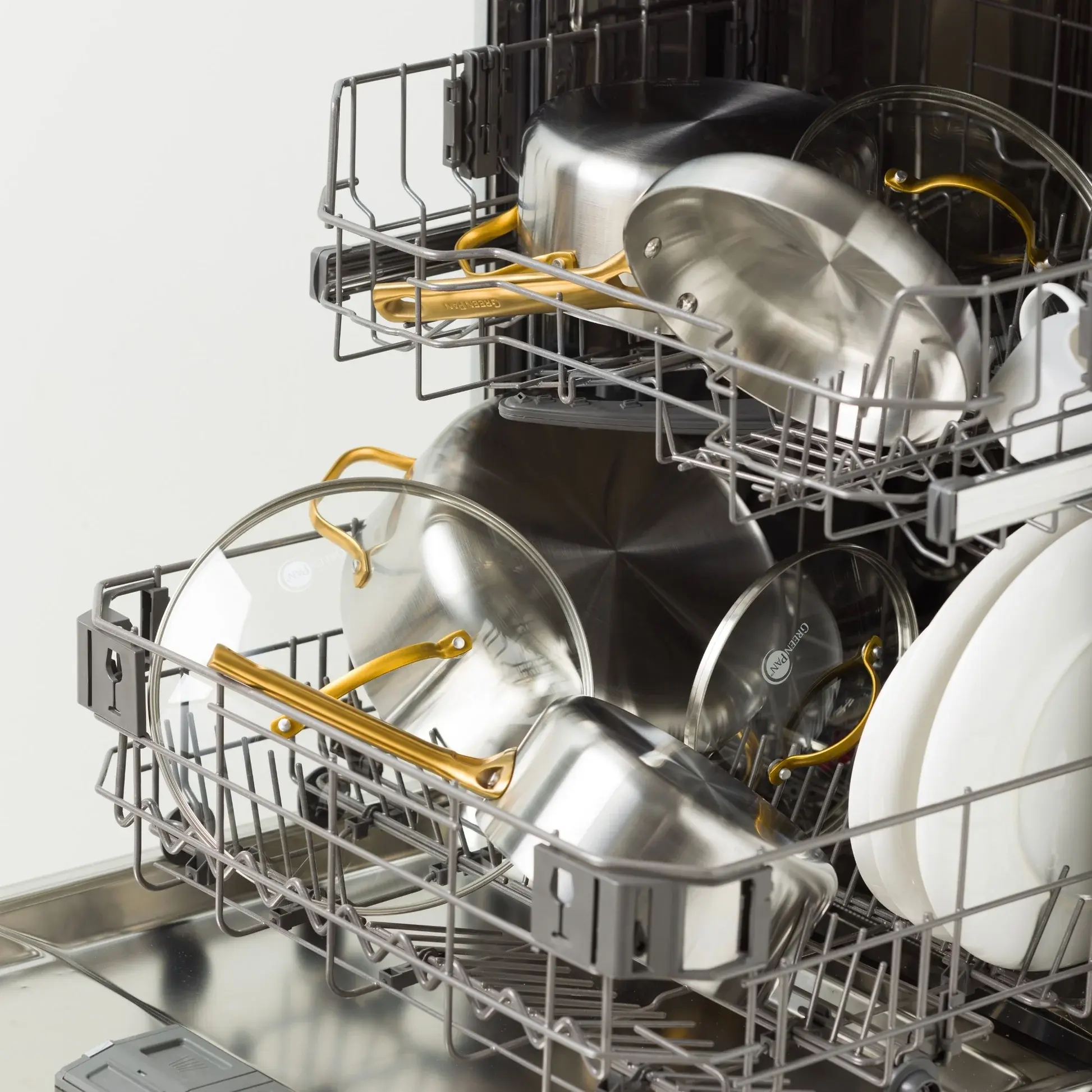 Sada nerezového nádobí se skleněnými poklicemi (2× rendlík, 1x omáčník), Padova, 3 ks