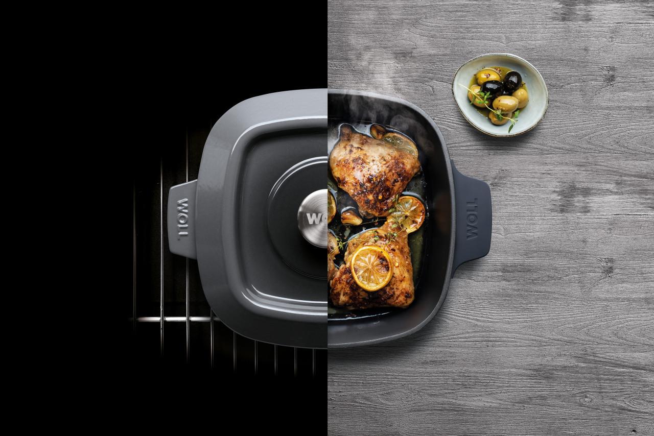 Sada litinového hrnce 24 × 24 cm a dvou mini hrnců Ø 10 cm, Iron, červená