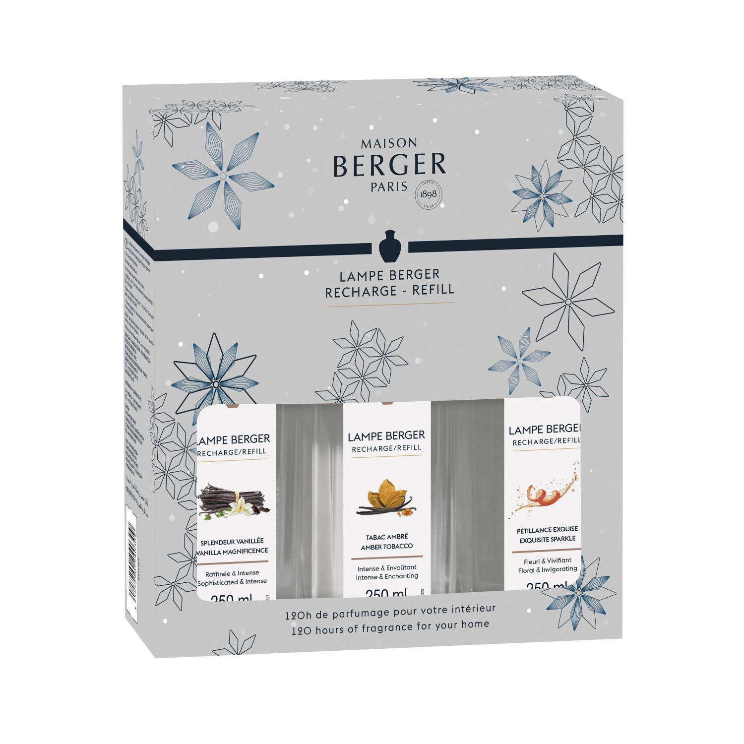 Náplně do katalytických lamp: Jantarový tabák, Velkolepá vanilka, Intenzivní třpyt, 3x250 ml