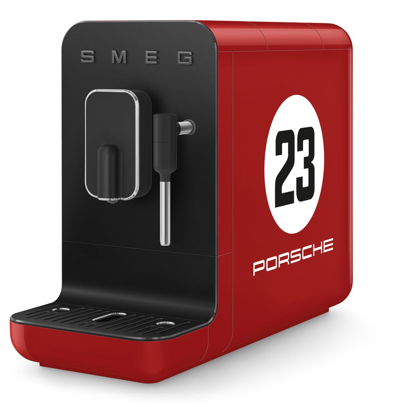 Automatický kávovar na cappuccino Porsche x SMEG 917 Salzburg, BCC12, 19 barů, červená