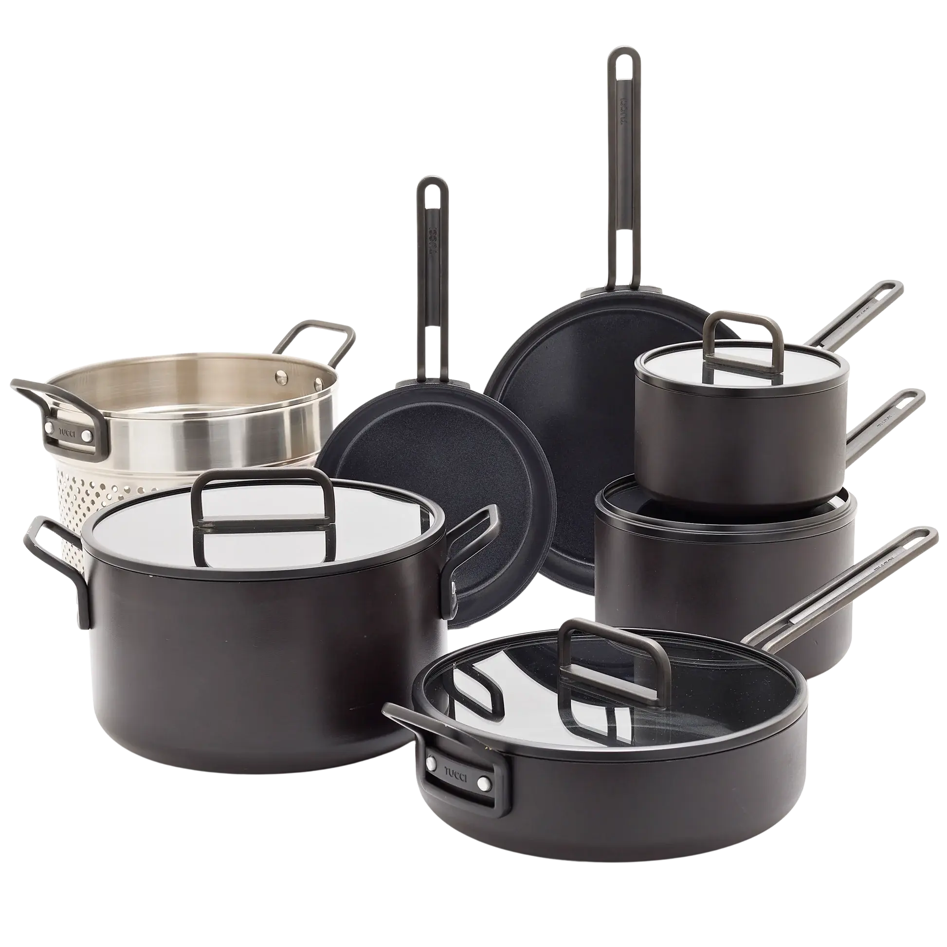 Sada nádobí s nepřilnavým keramickým povrchem, Stanley Tucci, 11 ks, černá