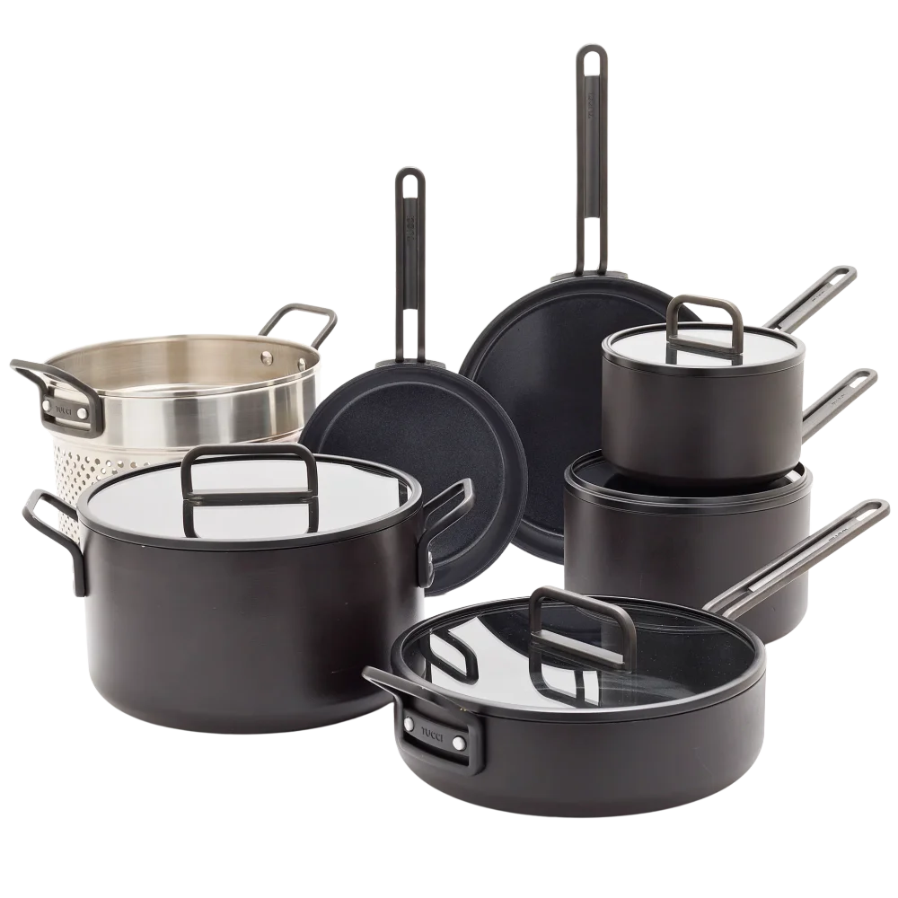 Sada nádobí s nepřilnavým keramickým povrchem, Stanley Tucci, 11 ks, černá