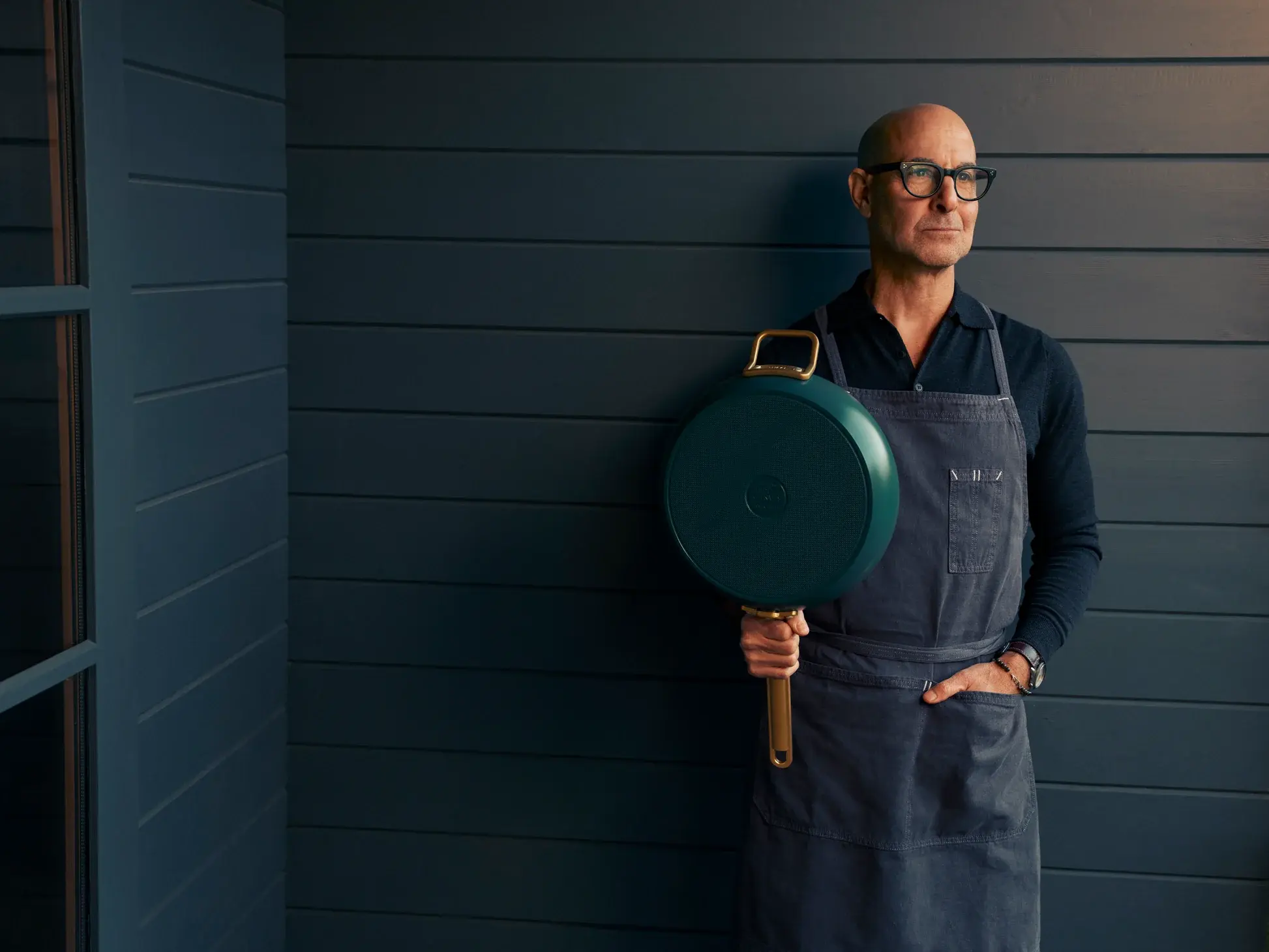 Nepřilnavá keramická pánev s poklicí, Stanley Tucci, Ø 30 cm, tmavě zelená