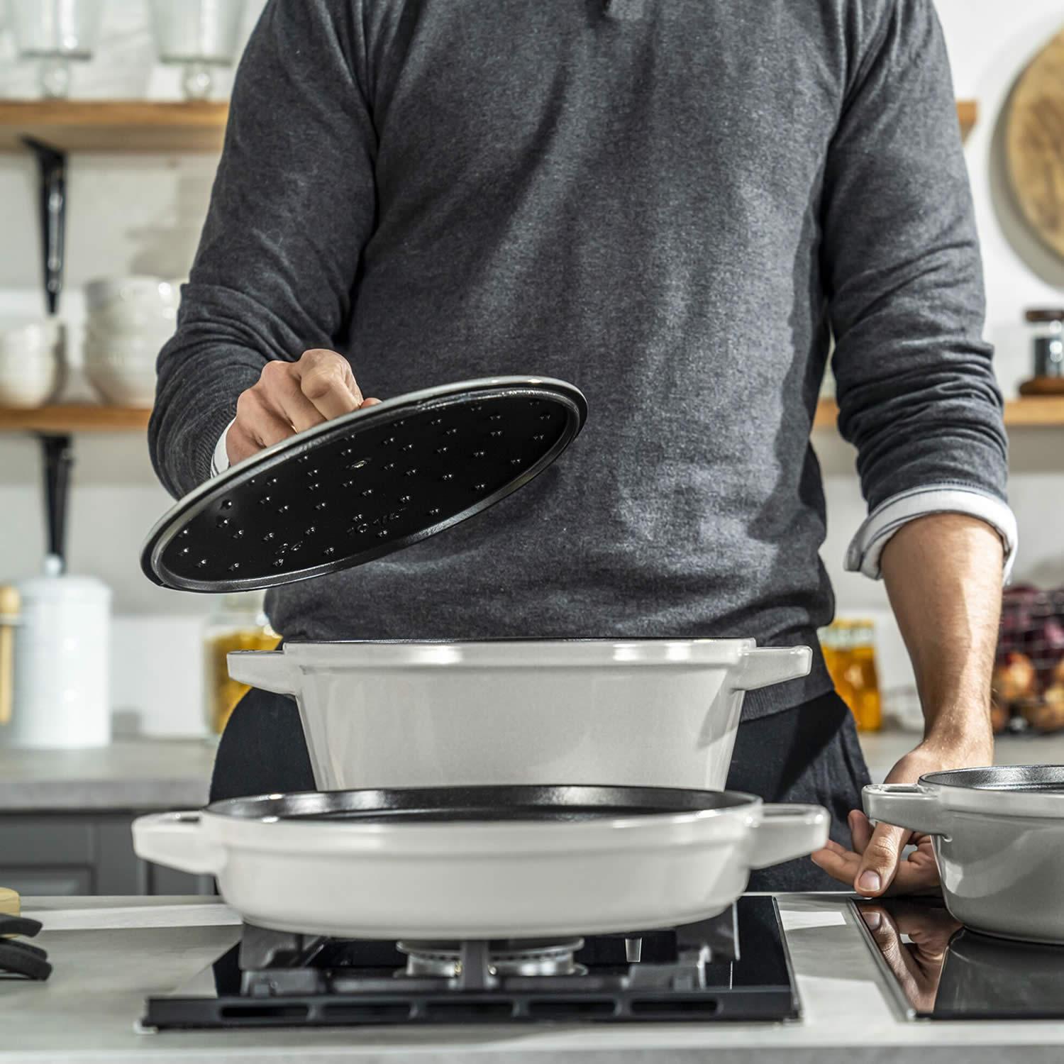 STAUB Cocotte set hrnců 3  ks + poklice, 24 cm, bílý lanýž 