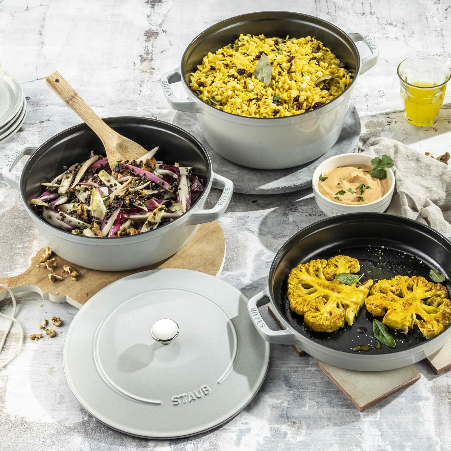 STAUB Cocotte set hrnců 3  ks + poklice, 24 cm, bílý lanýž 