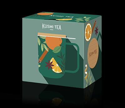 Hrnek na čaj s nerezovým sítkem, skořice, 0,48 l, zelená