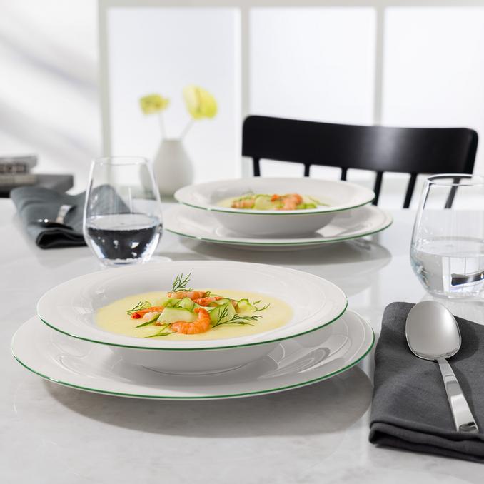 Sada porcelánových talířů Green Lines, 12 ks