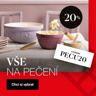 Získejte 20% slevu na značky Mason Cash, Emile Henry a Nordic Ware a pořiďte si nové pomocníky do kuchyně výhodněji.Při nákupu stačí zadat slevový kód PECU20 – sleva platí online i na prodejnách do neděle 22. 2. 2026. Slevy nelze sčítat.