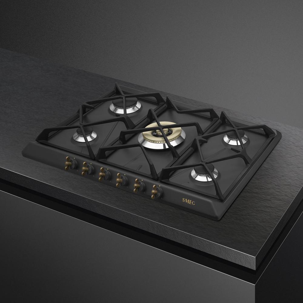 Plynová varná doska Coloniale s 5 varnými zónami, 70/75 cm, SRV876, svetlo krémová