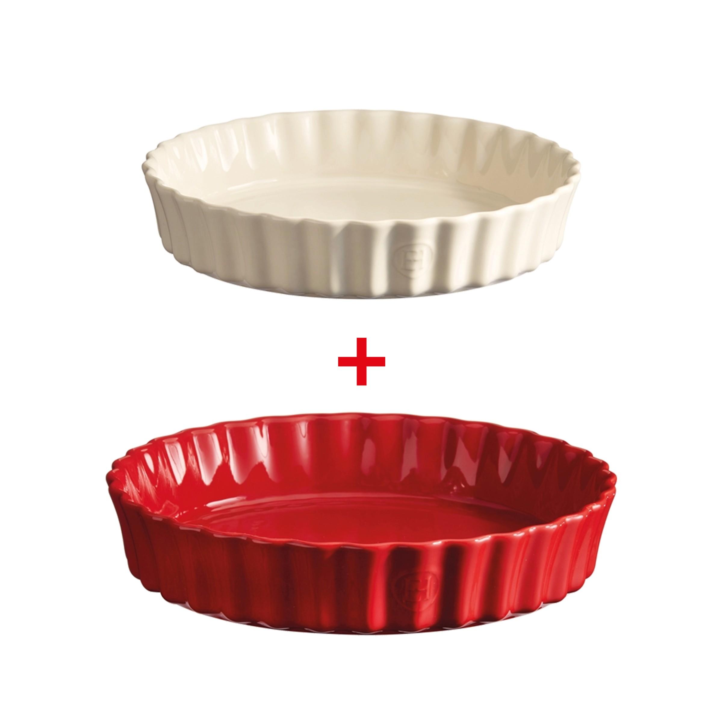 Sada foriem na koláče, Ø 28 cm granátová + Ø 24,5 cm slonovinová kosť