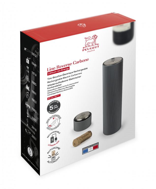 PEUGEOT LINE REVERSE elektrická vývrtka, 21 cm aluminiová carbon