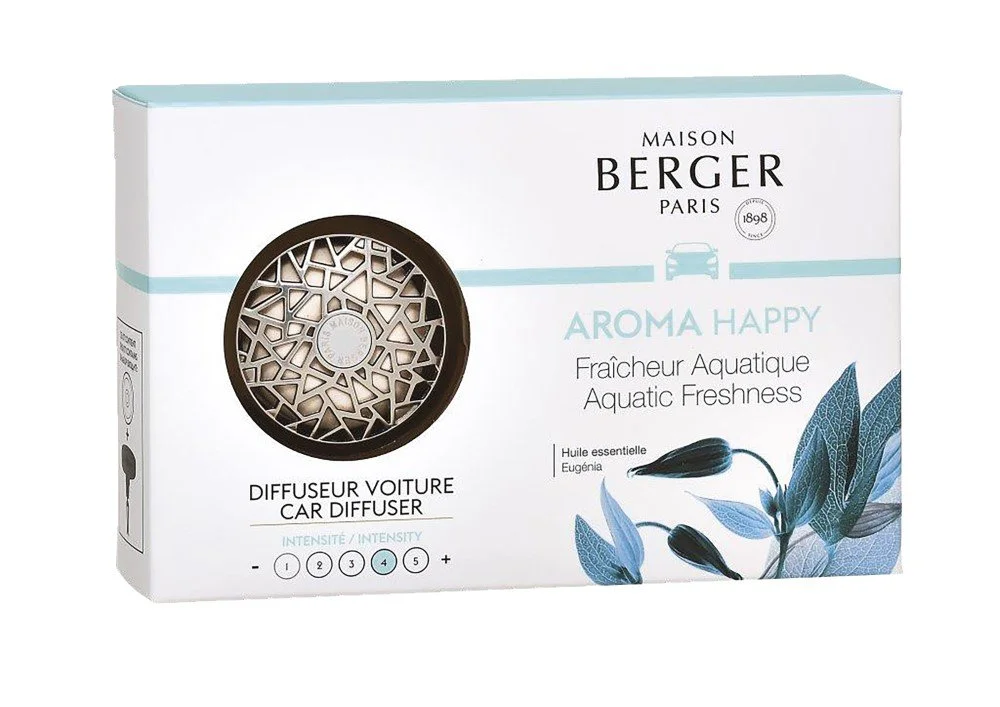BERGER CAR difuzér do auta Aroma s náplní Aquatic Fresheness/Svěžest vody chromový