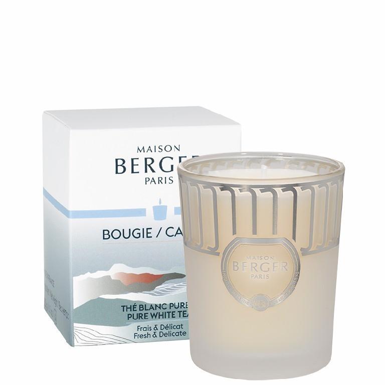 BERGER Land svíčka Čistý bílý čaj 180g bílá ojíněná (EOL)