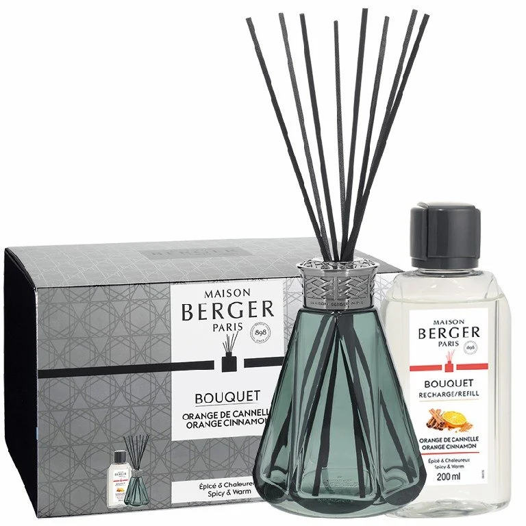 Darčeková súprava: Aroma difuzér Pyramide zelený + Pomaranč a škorica, 200 ml