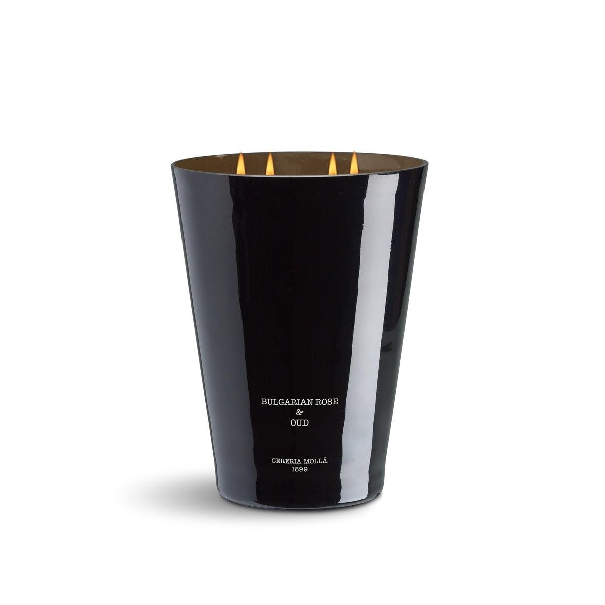 CERERIA MOLLA Vela XXL svíčka 4 knotová 3,5kg Bulgarian Rose & Oud černá (EOL)