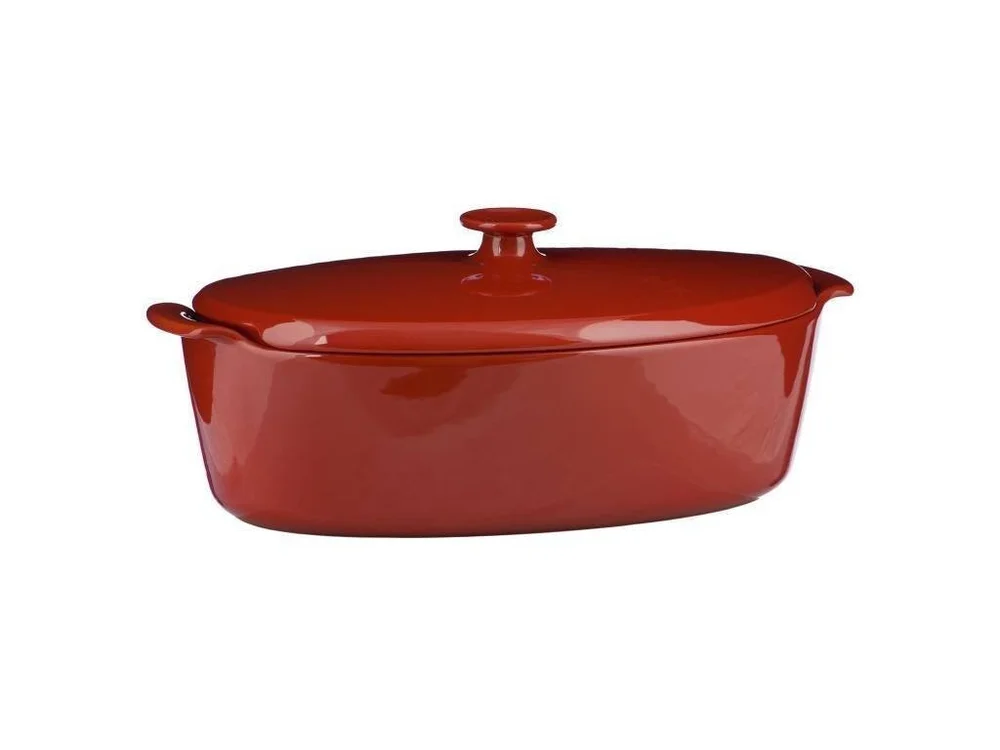 Oválny keramický pekáč s pokrievkou, 41,5 x 24,5 cm / 5,8 l, granátový