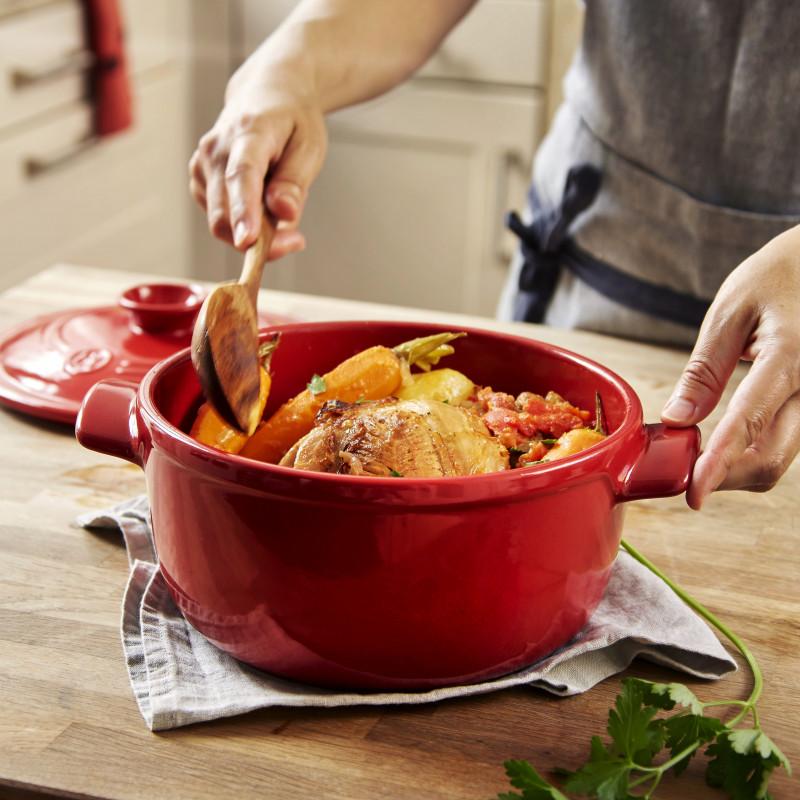 Keramický hrniec s pokrievkou Flame, Ø 24 cm / 4 l, granátová