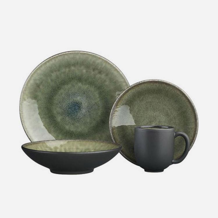 Jars Tourron Velký hrnek s podšálkem zeleno-černá 12 cm / 45cl