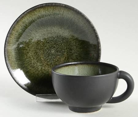 Jars Tourron Velký hrnek s podšálkem zeleno-černá 12 cm / 45cl