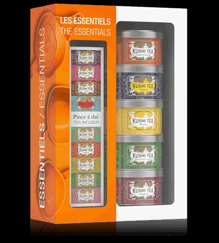 KUSMI TEA Essentials Teas dárkový set sypaných čajů se sítkem 5x25g (EOL) 