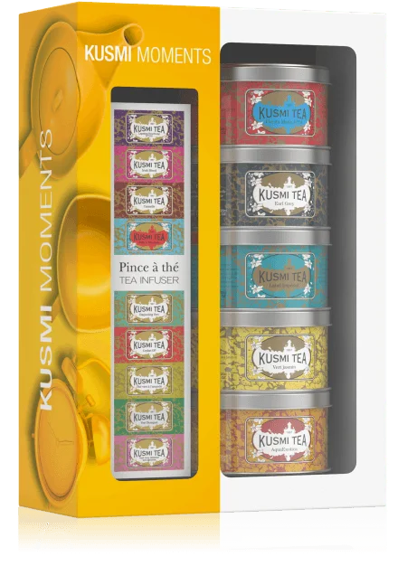 KUSMI TEA Moment dárkový set sypaných čajů se sítkem 5x25g  (EOL)