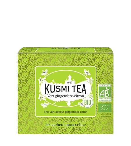 Porciovaný zelený čaj Green Ginger Lemon Bio, 20 vrecúšok
