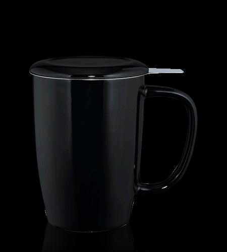 Vysoký hrnček na čaj T.TOTEM s nerezovým sitkom, 0,44 l, čierny